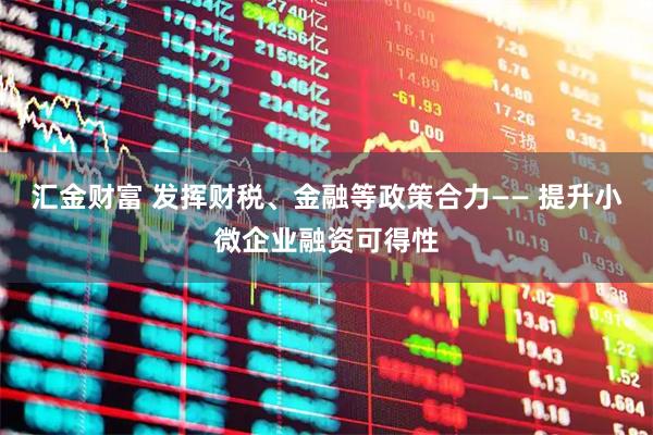 汇金财富 发挥财税、金融等政策合力—— 提升小微企业融资可得性